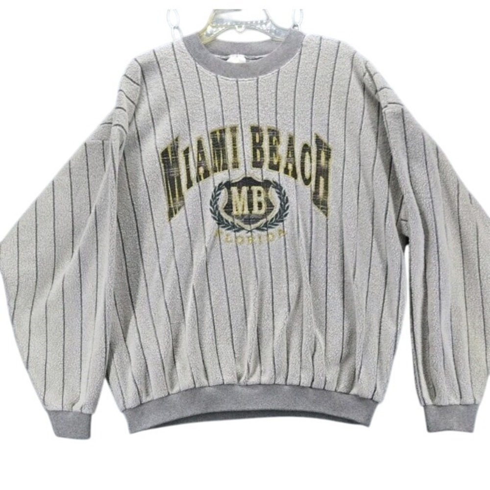 Vintage Carolina Smile Miami Beach Florida Sweatshirt Mens XL Crewneck USA 90s